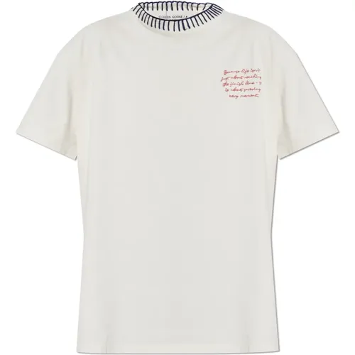 T-Shirt mit besticktem Muster - Golden Goose - Modalova