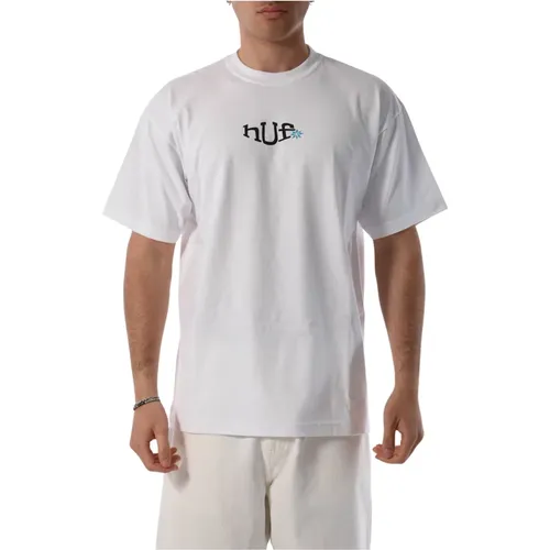 Cotton T-shirt with front and back print , male, Sizes: L, S, M, XL - HUF - Modalova