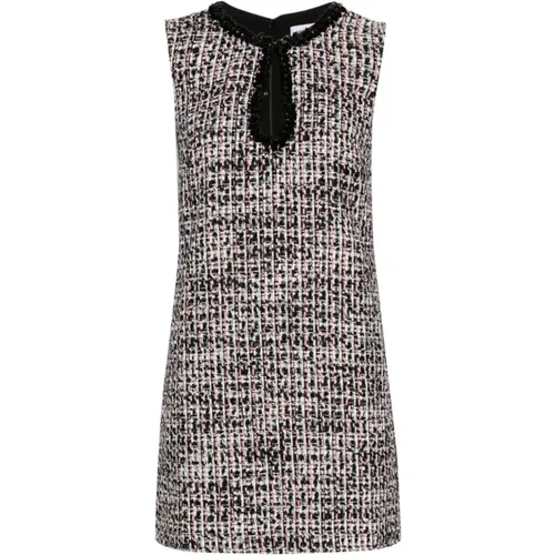 Schwarz-Weiß Pailletten Bouclé Kleid , Damen, Größe: M - Self Portrait - Modalova
