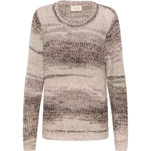 Pink Knit Pullover with Pattern , female, Sizes: L, XL, 2XL - Cream - Modalova