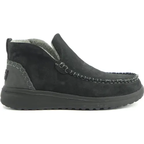 Schwarzer Wildleder Stiefelette , Damen, Größe: 39 EU - Hey Dude - Modalova