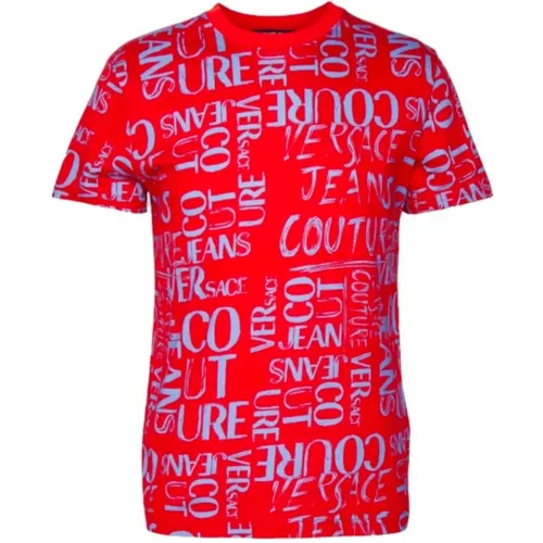 Rotes Logo Print T-Shirt für Herren - XL , Herren, Größe: XL - Versace Jeans Couture - Modalova