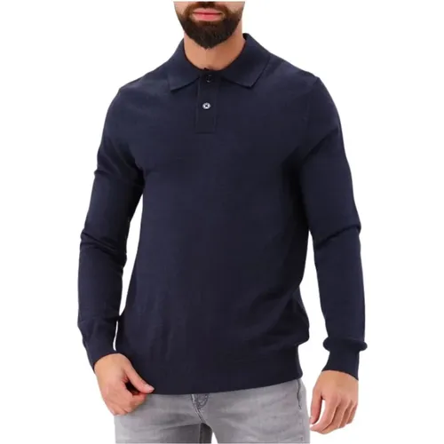 Blaues Langarm-Polo Sauberer Look , Herren, Größe: M - NN07 - Modalova