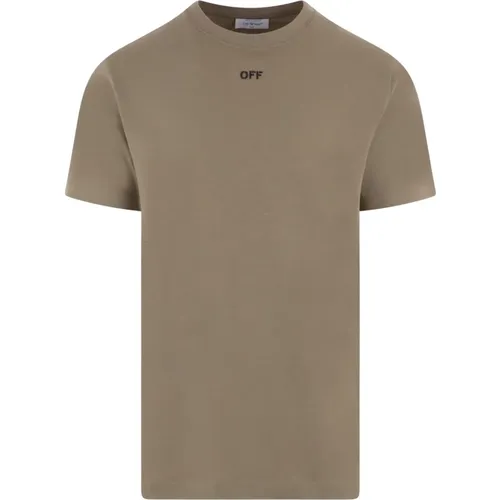 Baumwoll T-Shirt mit Off Logo , Herren, Größe: M - Off White - Modalova