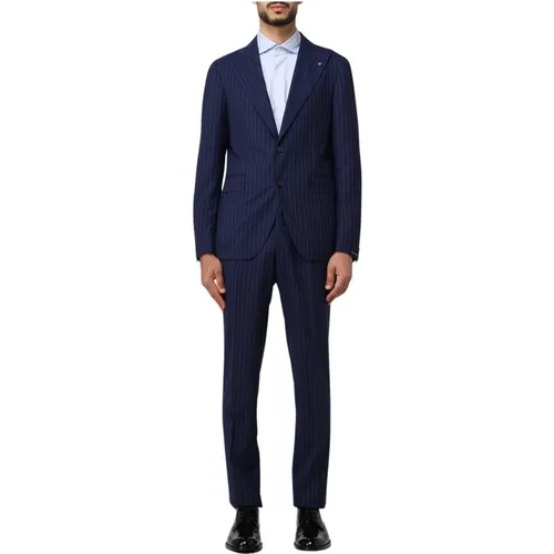 Striped Vesuvio Suit with 1 Button and 1 Pin , male, Sizes: 3XL, M, 2XL - Tagliatore - Modalova