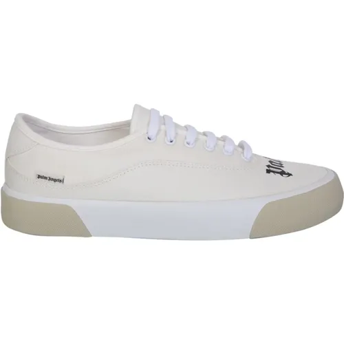 Cream Canvas Low Sneakers , male, Sizes: 7 UK - Palm Angels - Modalova