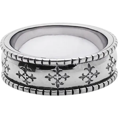 Vintage Silber Kreuzmuster Ring , Herren, Größe: 64 MM - Nialaya - Modalova