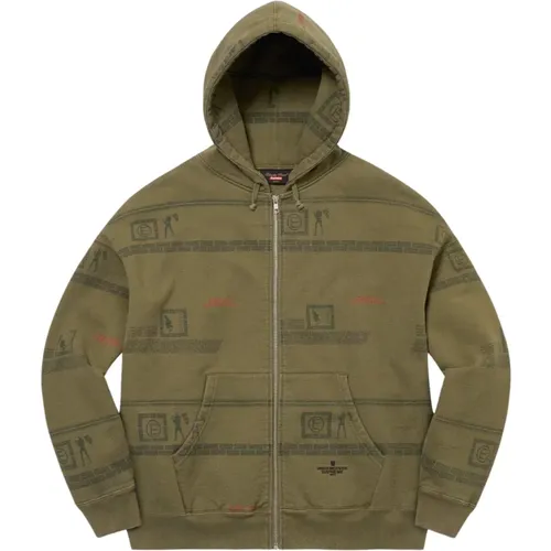 Limited Edition Zip Up Hoodie Dark Olive , male, Sizes: L - Supreme - Modalova