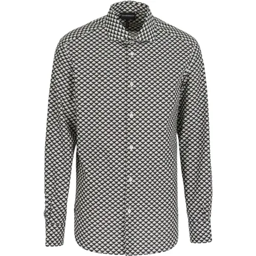 Men Logo All Over Shirt , male, Sizes: L, S - Emporio Armani - Modalova