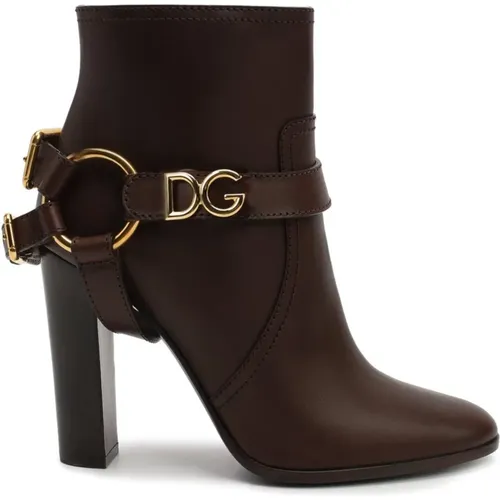 Leather Ankle Boots , female, Sizes: 6 1/2 UK, 4 UK, 2 1/2 UK - Dolce & Gabbana - Modalova