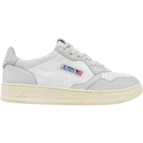 White and Grey Leather Sneakers , male, Sizes: 7 UK - Autry - Modalova