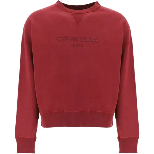 Sweatshirt mit umgekehrtem Logo aus gebürsteter Baumwolle , Herren, Größe: M - Maison Margiela - Modalova