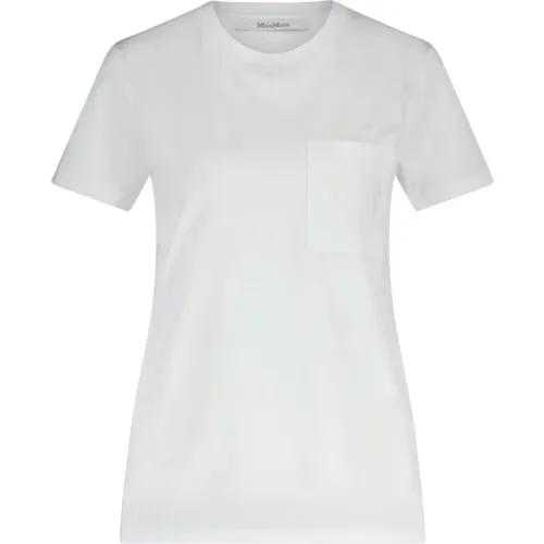 Stilvolles T-Shirt mit bestickter Brusttasche , Damen, Größe: M - Max Mara - Modalova