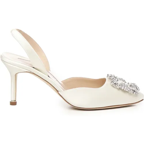 Slingback Pumps with Crystal Buckle , female, Sizes: 3 UK, 4 UK, 6 UK, 8 UK, 5 UK, 7 UK - Manolo Blahnik - Modalova