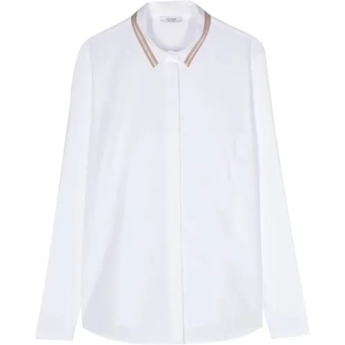 Bead-Detailed Poplin Shirt , female, Sizes: S - PESERICO - Modalova