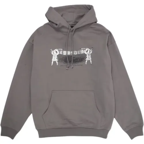 Klassischer Hoodie mit Frontgrafik, Dunkelgrau - Rassvet - Modalova