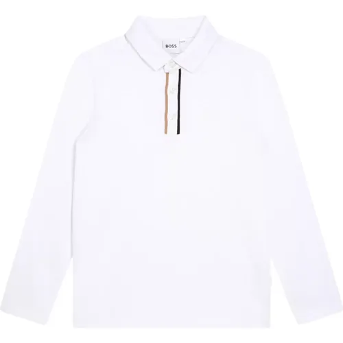 Weißes Langarm-Poloshirt , Herren, Größe: 152 CM - Hugo Boss - Modalova