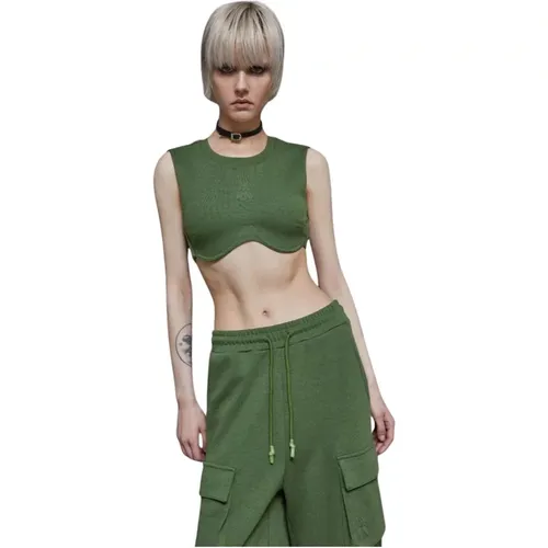 Lebendiges cropped Baumwolltop , Damen, Größe: S - PATRIZIA PEPE - Modalova