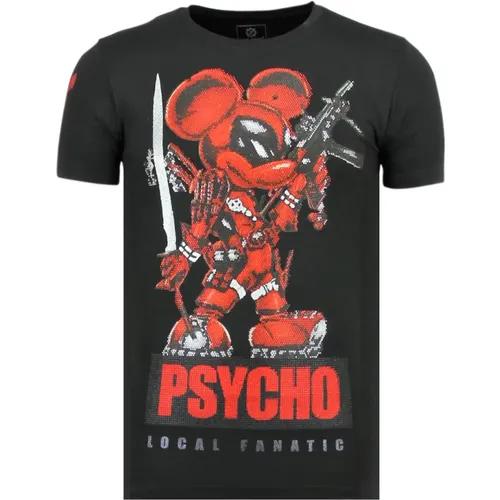 Psycho Mouse - Bedrucktes T-Shirt Herren - 6321Z - Local Fanatic - Modalova