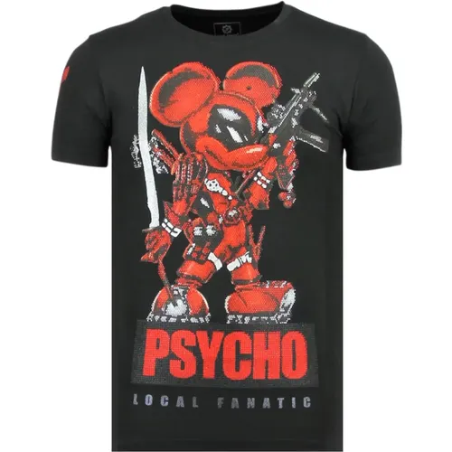 Psycho Mouse - Bedrucktes T-Shirt Herren - 6321Z , Herren, Größe: 2XL - Local Fanatic - Modalova