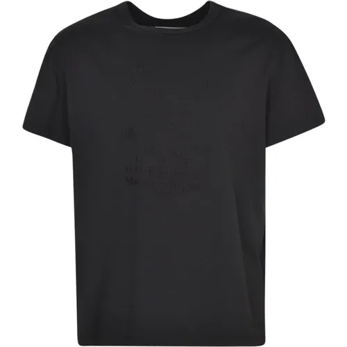 Kohlegraues Logo-besticktes T-Shirt , Herren, Größe: M - Maison Margiela - Modalova