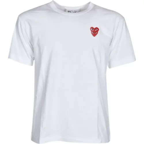 Weißes T-Shirt mit Play-Logo - Comme des Garçons Play - Modalova