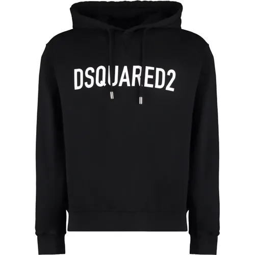 Logo Print Hoodie with Ribbed Cuffs , male, Sizes: L, M, S - Dsquared2 - Modalova