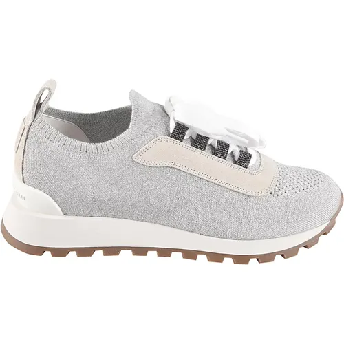 Light Grey Sock-Style Ankle Sneakers , female, Sizes: 6 UK, 4 UK, 4 1/2 UK, 3 1/2 UK, 7 UK - BRUNELLO CUCINELLI - Modalova