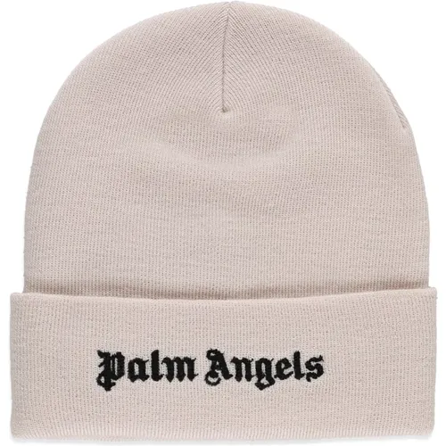 Wool Beanie with Embroidered Logo , female, Sizes: ONE SIZE - Palm Angels - Modalova
