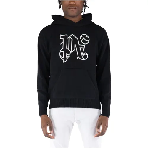 Monogram Knit Hoody , male, Sizes: L, 2XL, M, XL, S - Palm Angels - Modalova