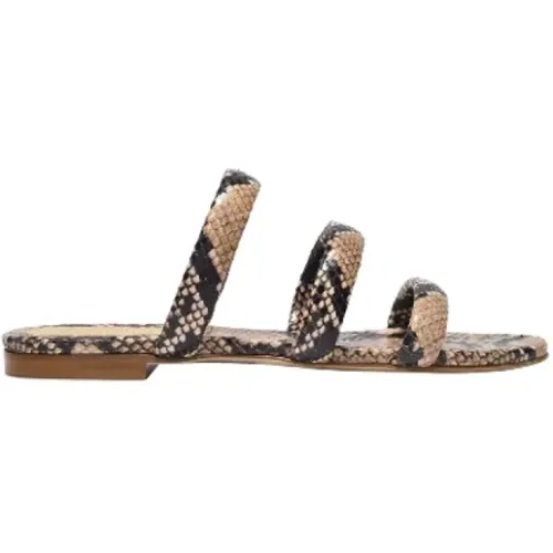 Snake-Print Leather Sandals , female, Sizes: 2 UK - aeyde - Modalova