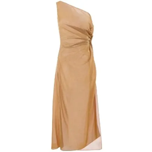 Ein-Schulter Lurex Kleid mit Taillenband und Tiefem Schlitz , Damen, Größe: M/L - Oseree - Modalova