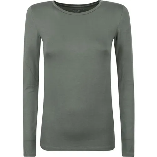 Long Sleeve Slim Fit T-shirt , female, Sizes: S, L, M - majestic filatures - Modalova