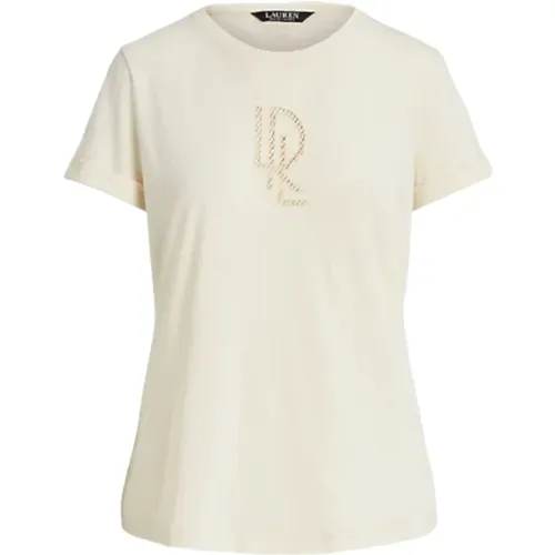 Weißes Jersey Baumwolle T-Shirt Logo , Damen, Größe: S - Ralph Lauren - Modalova
