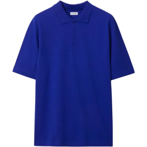 Blaues Polo-Shirt mit weißem Wendekragen , Herren, Größe: XL - Burberry - Modalova