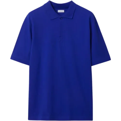 Blaues Polo-Shirt mit weißem Wendekragen - Burberry - Modalova