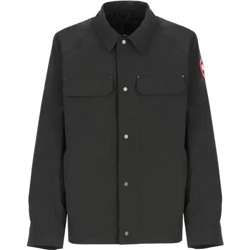 Schwarze Jacke mit Kragen und Taschen , Herren, Größe: M - Canada Goose - Modalova