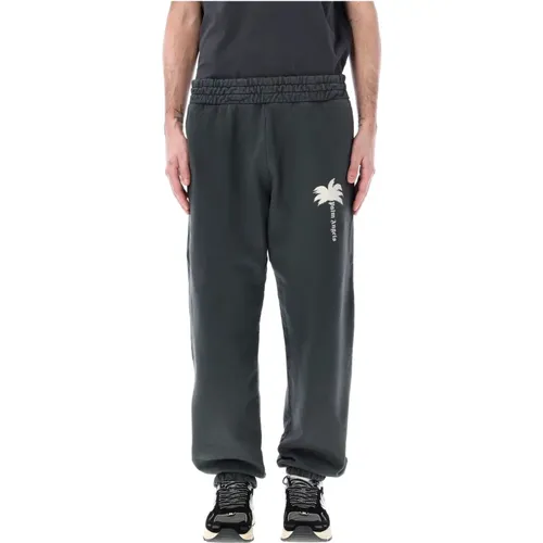 Grey Sweatpants with Palm Tree Logo , male, Sizes: XL - Palm Angels - Modalova