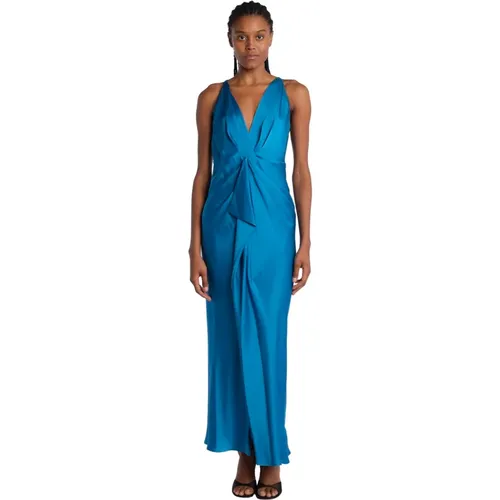 Turquoise Satin Cross Over Dress , female, Sizes: 2XS - Simkhai - Modalova