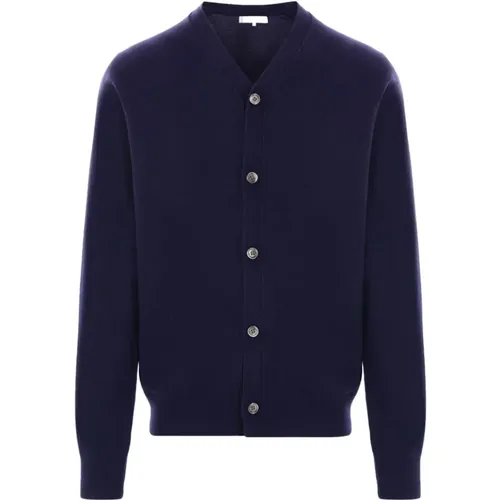 Blauer Woll V-Ausschnitt Cardigan Pullover - Comme des Garçons - Modalova