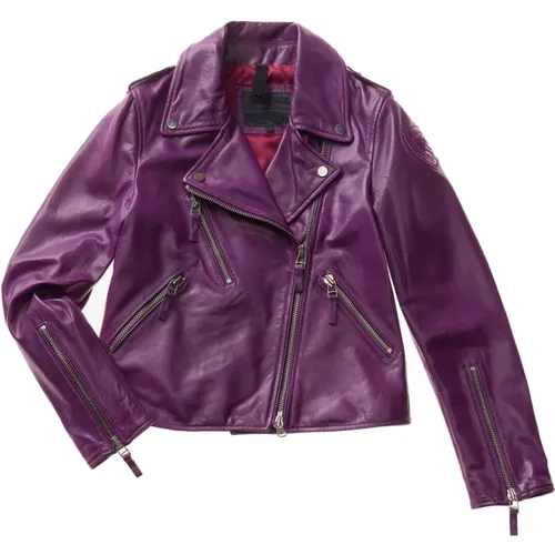 Leather Jackets , Damen, Größe: S - Blauer - Modalova