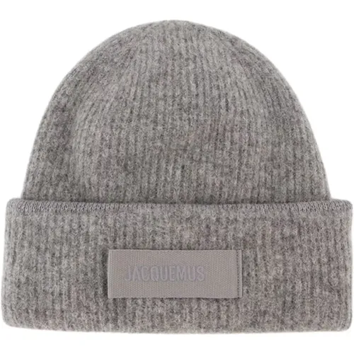 Dark Grey Wool Beanie Gros Grain , unisex, Sizes: ONE SIZE - Jacquemus - Modalova