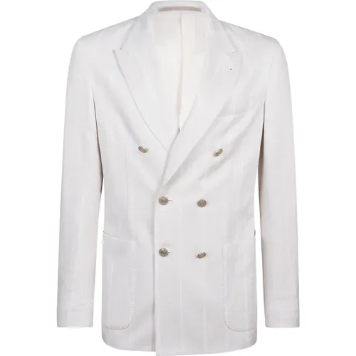 Double-Breasted Linen and Cotton Jacket , male, Sizes: 3XL - Eleventy - Modalova