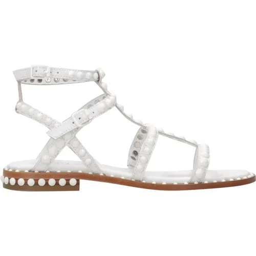 Weiße Ledersandalen mit Nieten , Damen, Größe: 40 EU - Ash - Modalova