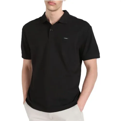 Stretch Pique Button Polo Shirt , Herren, Größe: 3XL - Calvin Klein - Modalova