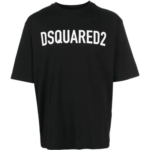 Schwarze Rundhals T-Shirts und Polos , Herren, Größe: M - Dsquared2 - Modalova