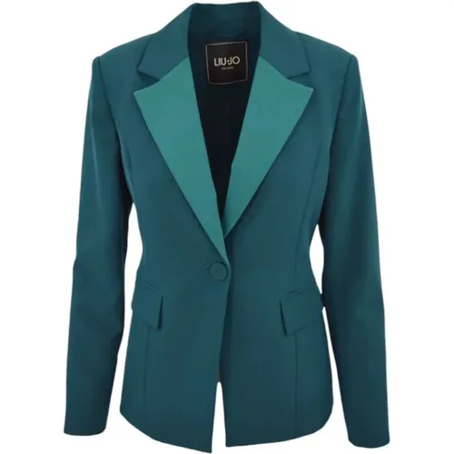 Elegante Grüne Jacke mit Peak Revers , Damen, Größe: M - Liu Jo - Modalova