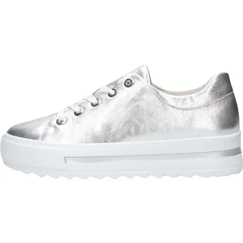 Silberne Low-Top-Plateau-Sneaker , Damen, Größe: 35 1/2 EU - Gabor - Modalova