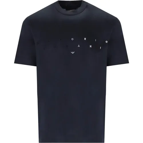 Navy T-Shirt With Logo , male, Sizes: M, S, 2XL - Emporio Armani - Modalova