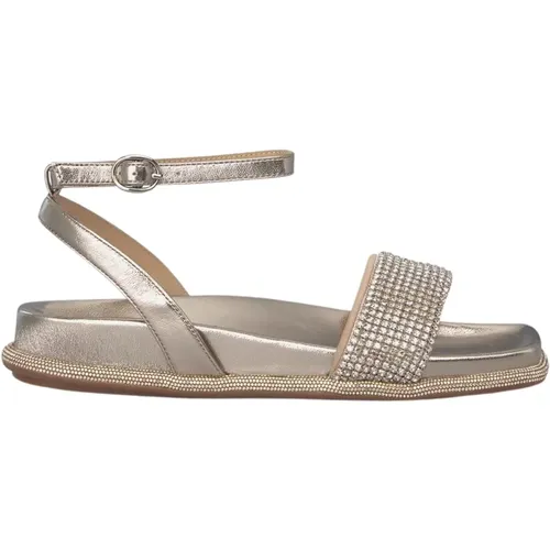 Sparkling Flat Sandal with Ankle Strap , female, Sizes: 6 UK - Alma en Pena - Modalova